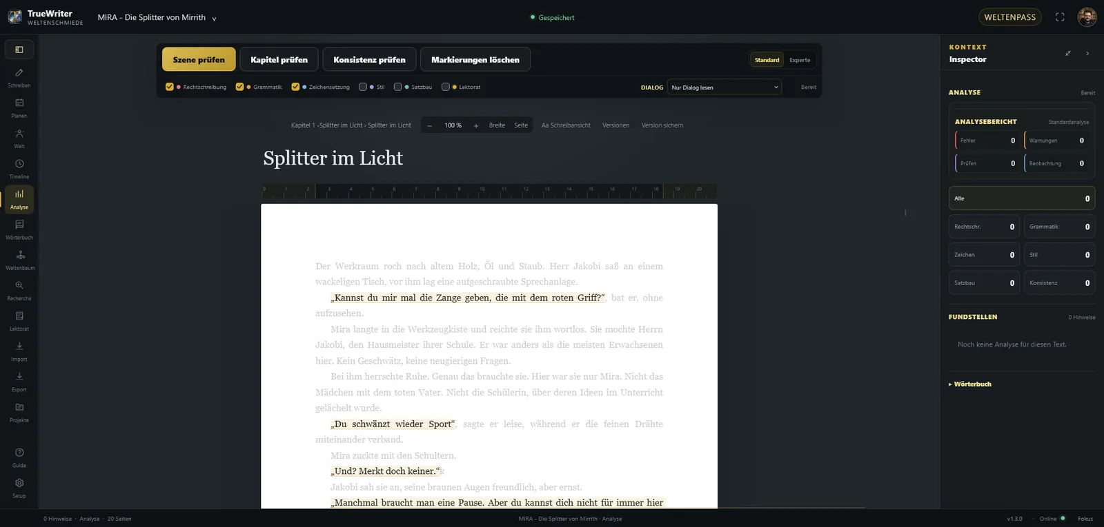 Dialog-Spotlight hebt den Gesprächskontext hervor.